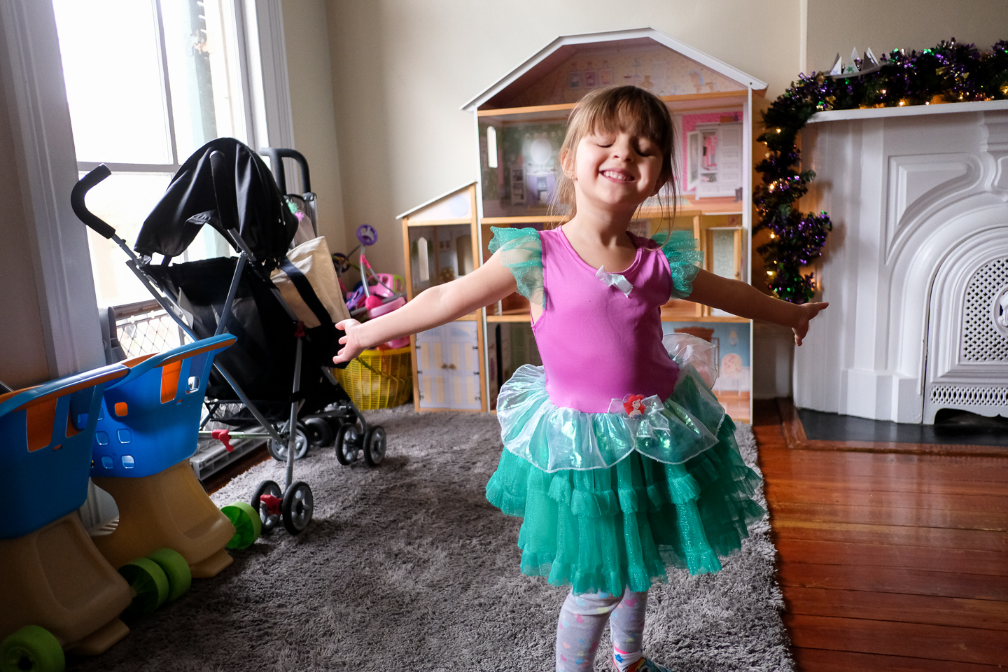 little girl dancing in costume